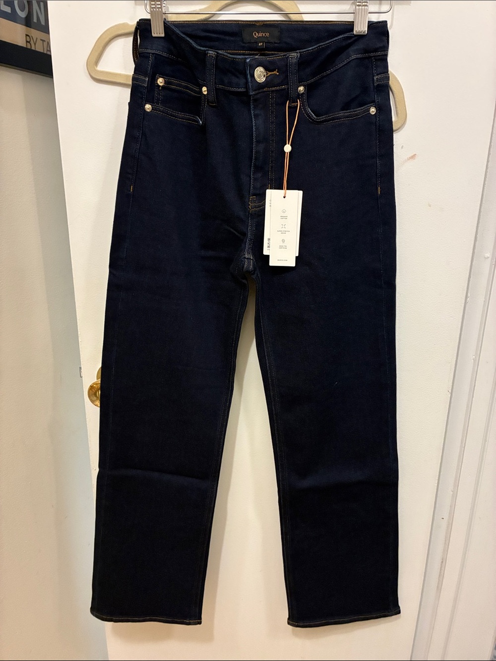 Quince Women’s Dark Blue Stretch Straight-Leg Jeans NWT